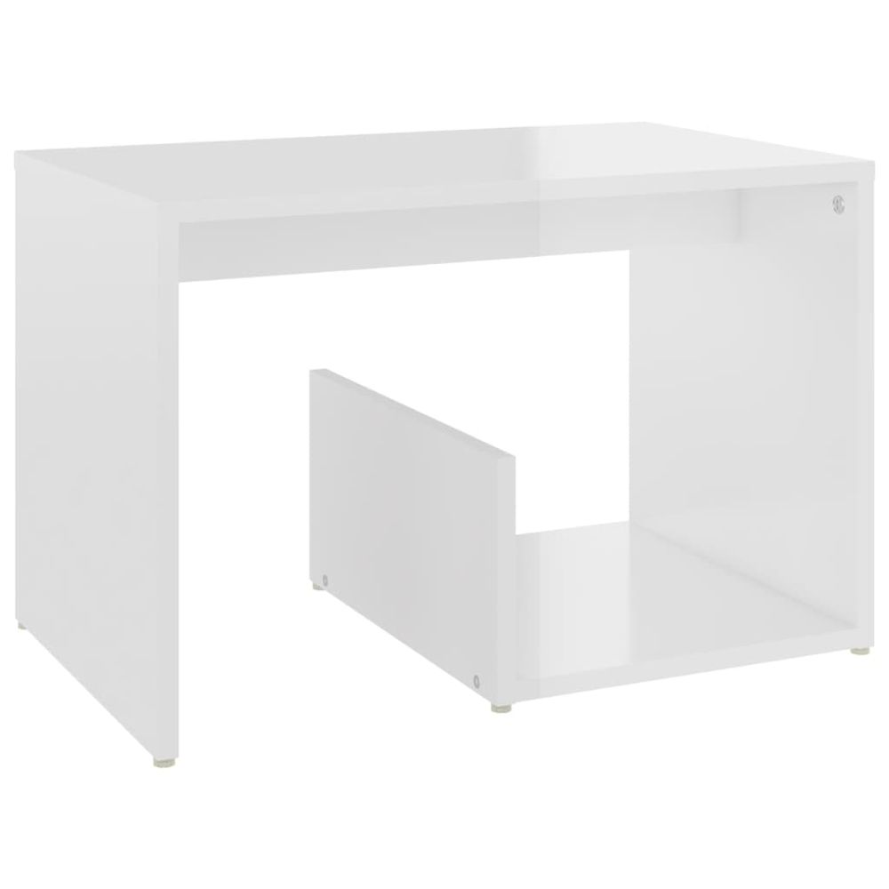 Vidaxl Príručný stolík, lesklý biely 59x36x38 cm, kompozitné drevo